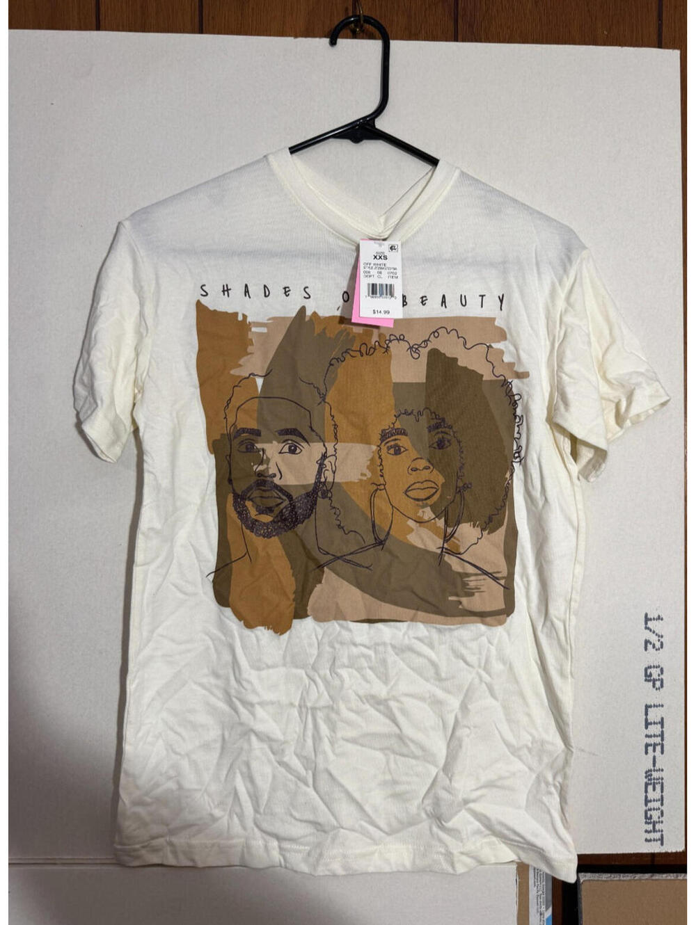 Modern Lux Womens Two Shaded Beauty Short Sleeve Graphic Shirt Off-White XXS NWT